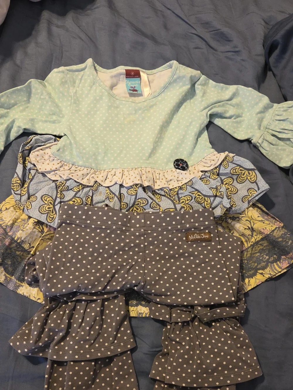 Matilda Jane Girls' Mint Polka Dot Ruffle Set